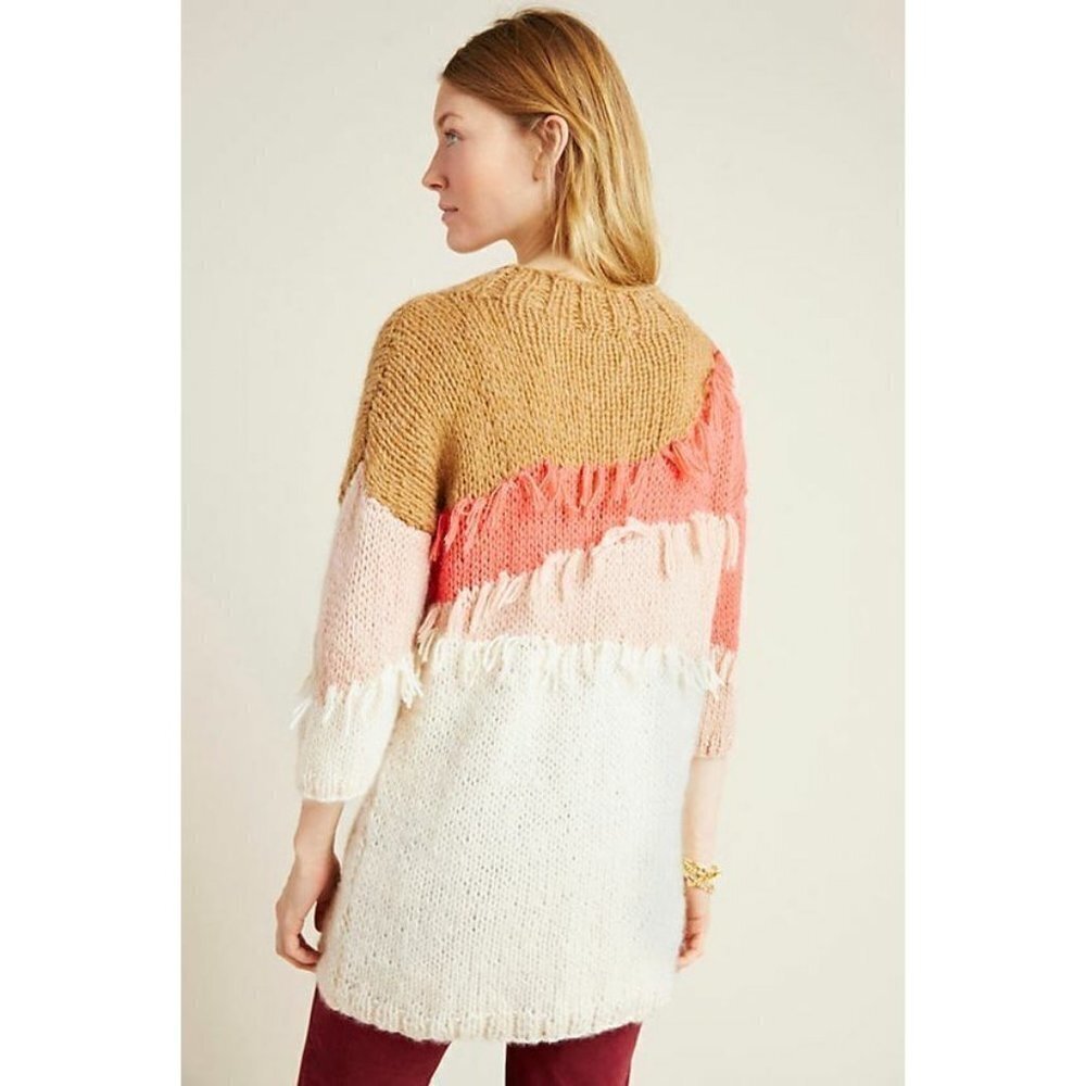 $298 Anthropologie Veroalfie Marlene Fringed Pullover Tunic Sweater Size S NWT - Picture 2 of 11